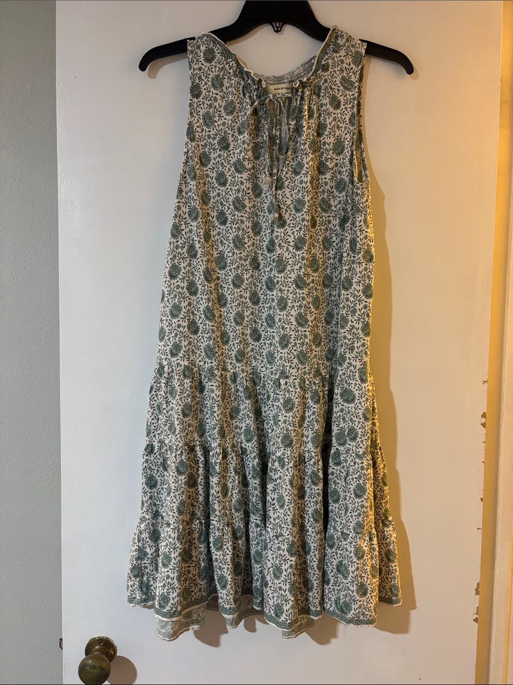 Max Studio Green Floral Tiered Midi Dress